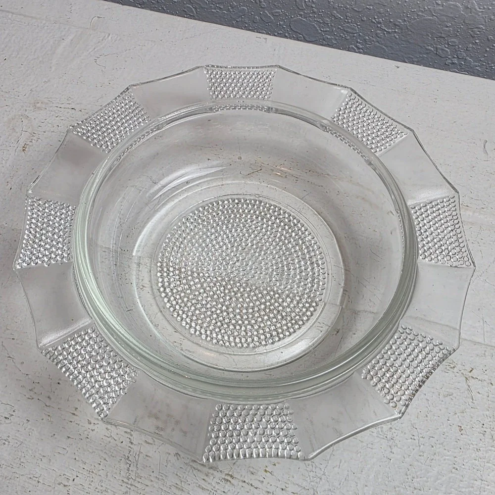 Vintage Jeannette 'Dewdrop' Clear Pressed Glass Butter Dish & Lid Art Deco Style